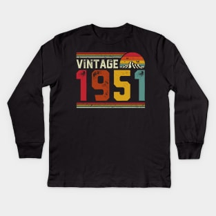 Vintage 1951 Birthday Gift Retro Style Kids Long Sleeve T-Shirt